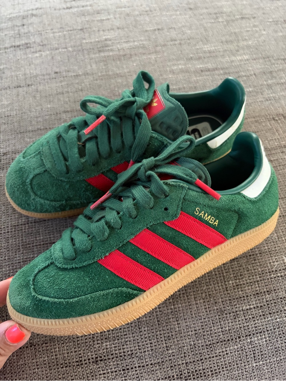 Adidas Samba Youth Green & Red Sneakers Sz 1.5